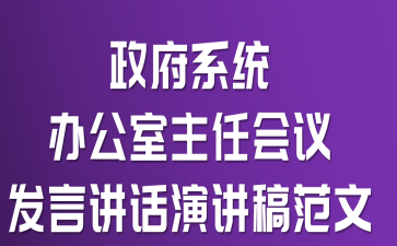 政府系统办公室主任会议发言讲话演讲稿范文