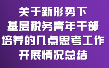 关于新形势下基层税务青年干部培养的几点思考工作开展情况总结