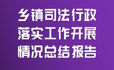 乡镇司法行政落实工作开展情况总结报告