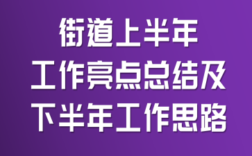 街道上半年工作亮点总结及下半年工作思路
