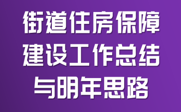 街道住房保障建设工作总结与明年思路