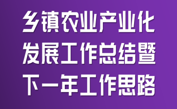 ����ũҵ��ҵ����չ�����ܽ�����һ�깤��˼·