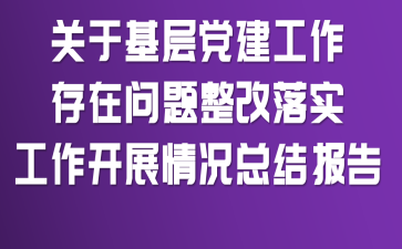 关于基层党建工作存在问题整改落实工作开展情况总结报告