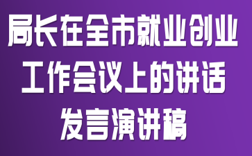 局长在全市就业创业工作会议上的讲话发言演讲稿