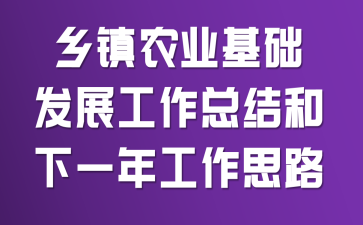 乡镇农业基础发展工作总结和下一年工作思路