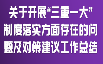 关于开展“三重一大”制度落实方面存在的问题及对策建议工作总结