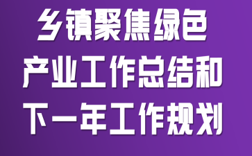 乡镇聚焦绿色产业工作总结和下一年工作规划