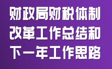 财政局财税体制改革工作总结和下一年工作思路
