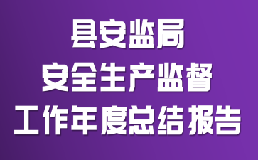 县安监局安全生产监督工作年度总结报告