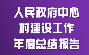 人民政府中心村建设工作年度总结报告