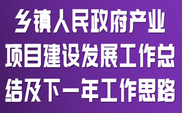 乡镇人民政府产业项目建设发展工作总结及下一年工作思路