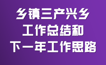 乡镇三产兴乡工作总结和下一年工作思路