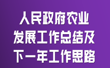 人民政府农业发展工作总结及下一年工作思路