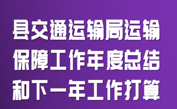 县交通运输局运输保障工作年度总结和下一年工作打算