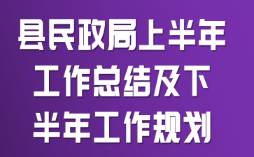 县民政局上半年工作总结及下半年工作规划
