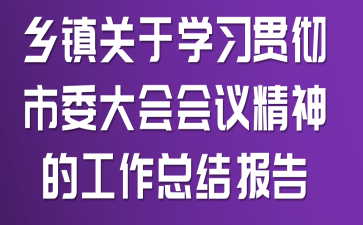 乡镇关于学习贯彻市委大会会议精神的工作总结报告