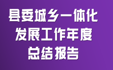 县委城乡一体化发展工作年度总结报告