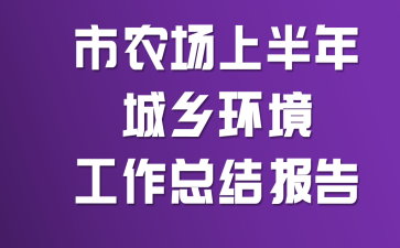 市农场上半年城乡环境工作总结报告
