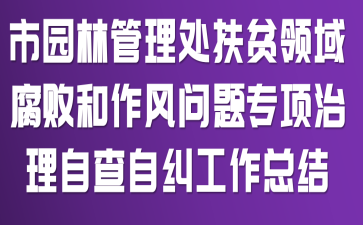 市园林管理处扶贫领域腐败和作风问题专项治理自查自纠工作总结