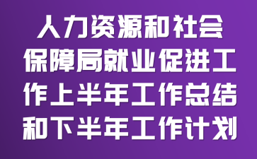 人力资源和社会保障局就业促进工作上半年工作总结和下半年工作计划