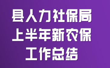 县人力社保局上半年新农保工作总结