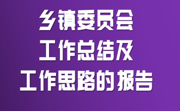 乡镇委员会工作总结及工作思路的报告